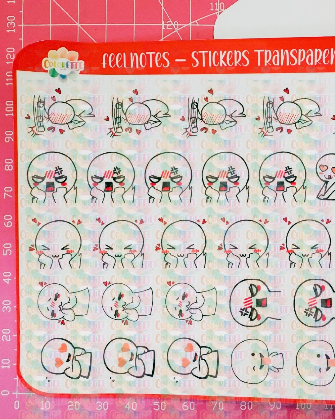 FeelNotes – 2 plantillas con 76 Stickers transparentes de emociones para libros.